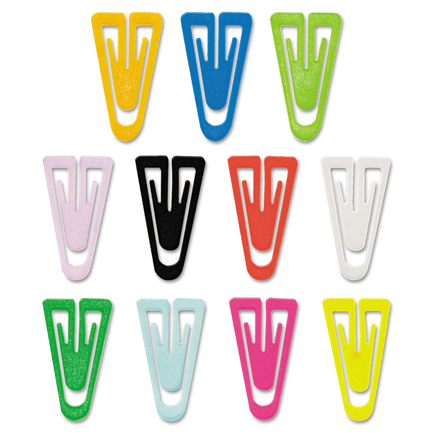 Plastic Paper Clips, Medium, Smooth, Assorted Colors, 500/Box